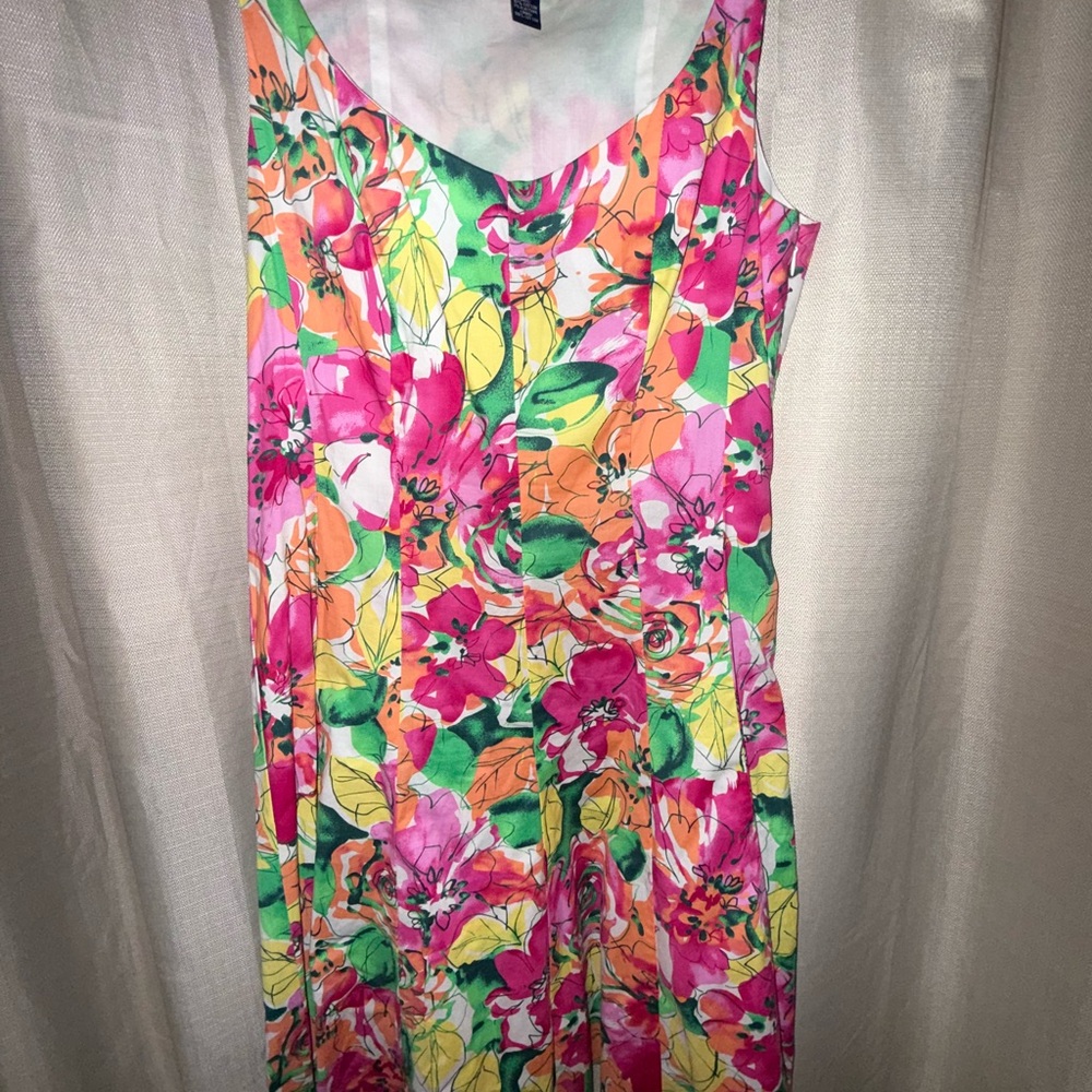 Chaps Colorful Floral Midi Dress